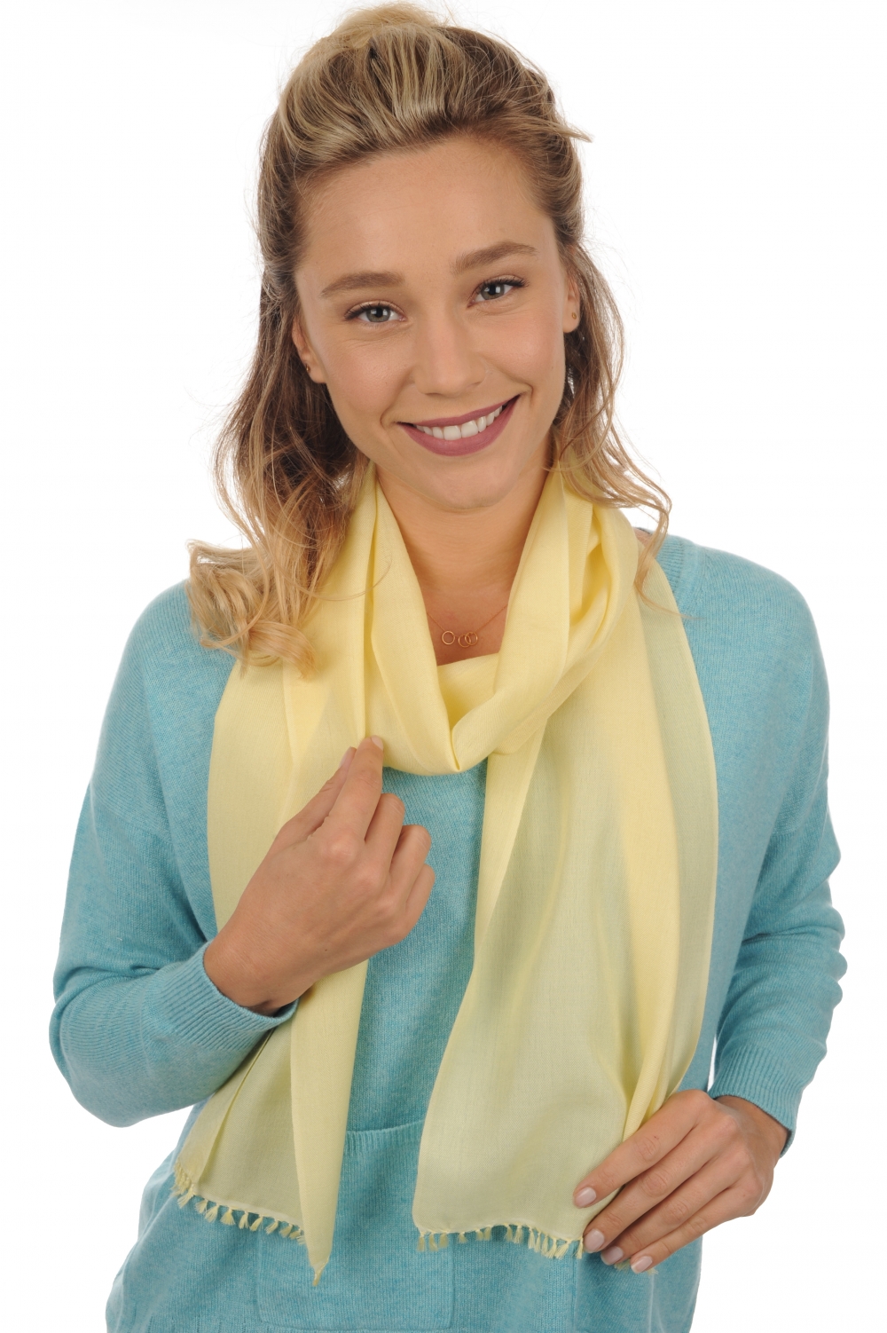 Cashmere & Silk accessories shawls scarva mellow yellow 170x25cm